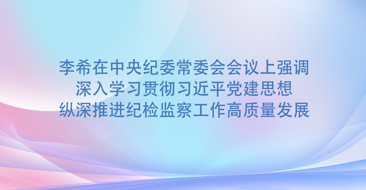李希在中央纪委常委会会议上强调  深入学习贯彻习近平党建思想  纵深推进纪检监察工作高质量发展